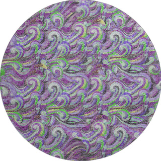 Piper Looms Mayfield Mosaic Waves AMF193 Purple Machine Washable Area Rug Round Main Image