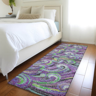 Piper Looms Mayfield Mosaic Waves AMF193 Purple Machine Washable Area Rug Runner Lifestyle Image Feature