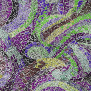Piper Looms Mayfield Mosaic Waves AMF193 Purple Machine Washable Area Rug Swatch Image