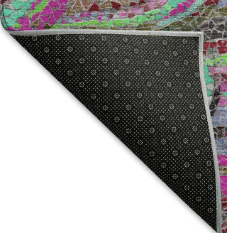 Piper Looms Mayfield Mosaic Waves AMF193 Raspberry Machine Washable Area Rug Backing Image