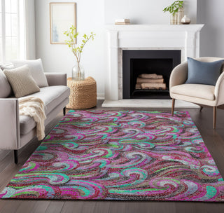 Piper Looms Mayfield Mosaic Waves AMF193 Raspberry Machine Washable Area Rug Lifestyle Image Feature