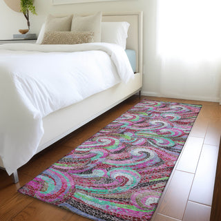 Piper Looms Mayfield Mosaic Waves AMF193 Raspberry Machine Washable Area Rug Runner Lifestyle Image Feature
