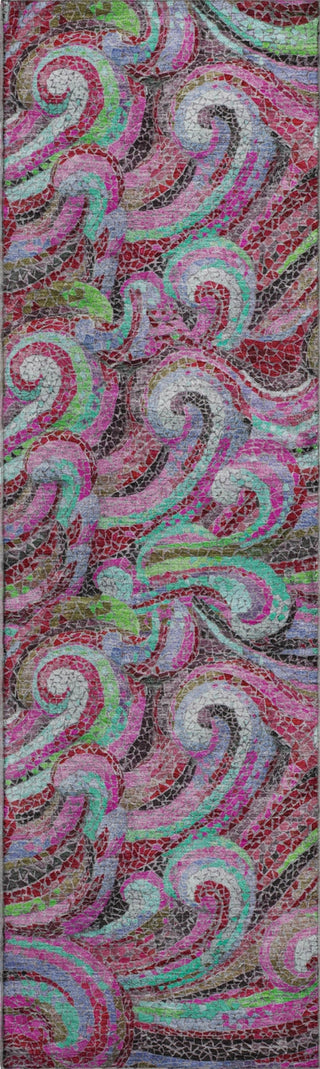Piper Looms Mayfield Mosaic Waves AMF193 Raspberry Machine Washable Area Rug Runner Main Image