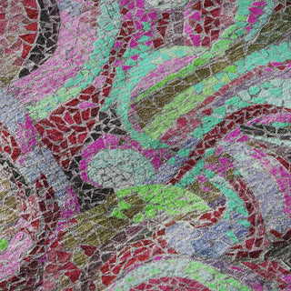 Piper Looms Mayfield Mosaic Waves AMF193 Raspberry Machine Washable Area Rug Swatch Image