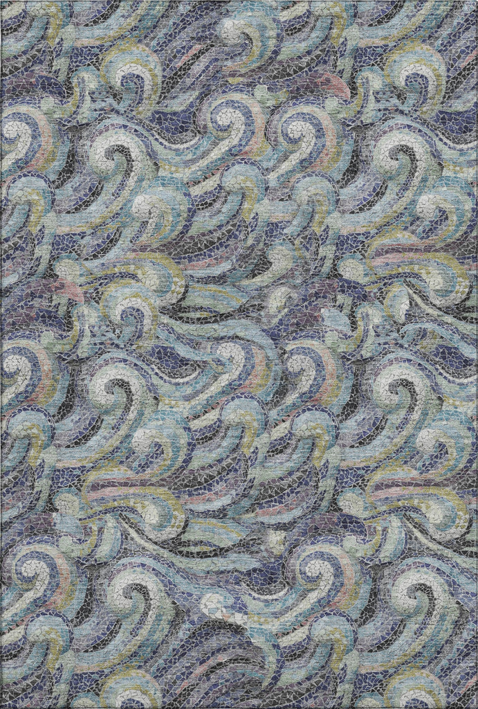 Piper Looms Mayfield Mosaic Waves AMF193 Stormy Machine Washable Area Rug main image