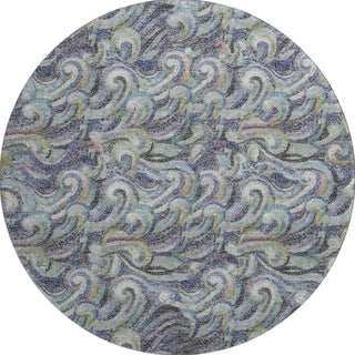 Piper Looms Mayfield Mosaic Waves AMF193 Stormy Machine Washable Area Rug Round Main Image