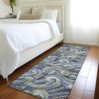 Piper Looms Mayfield Mosaic Waves AMF193 Stormy Machine Washable Area Rug Runner Lifestyle Image Feature