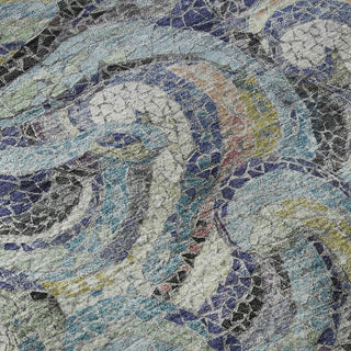 Piper Looms Mayfield Mosaic Waves AMF193 Stormy Machine Washable Area Rug Swatch Image