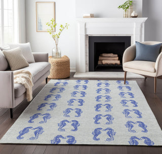 Piper Looms Mayfield Seahorses AMF194 Blue Machine Washable Area Rug Lifestyle Image Feature