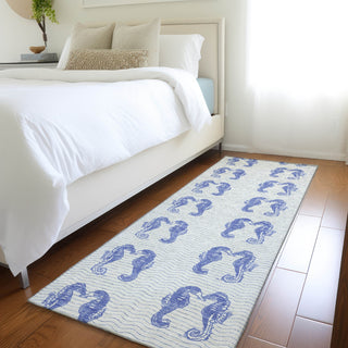 Piper Looms Mayfield Seahorses AMF194 Blue Machine Washable Area Rug Runner Lifestyle Image Feature