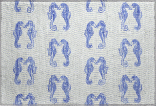 Piper Looms Mayfield Seahorses AMF194 Blue Machine Washable Area Rug Scatter Main Image