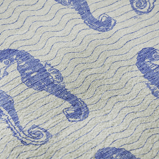 Piper Looms Mayfield Seahorses AMF194 Blue Machine Washable Area Rug Swatch Image