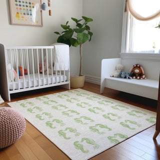 Piper Looms Mayfield Seahorses AMF194 Green Machine Washable Area Rug Lifestyle Image Feature
