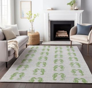 Piper Looms Mayfield Seahorses AMF194 Green Machine Washable Area Rug Lifestyle Image Feature
