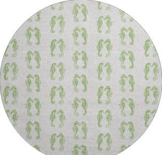 Piper Looms Mayfield Seahorses AMF194 Green Machine Washable Area Rug Round Main Image
