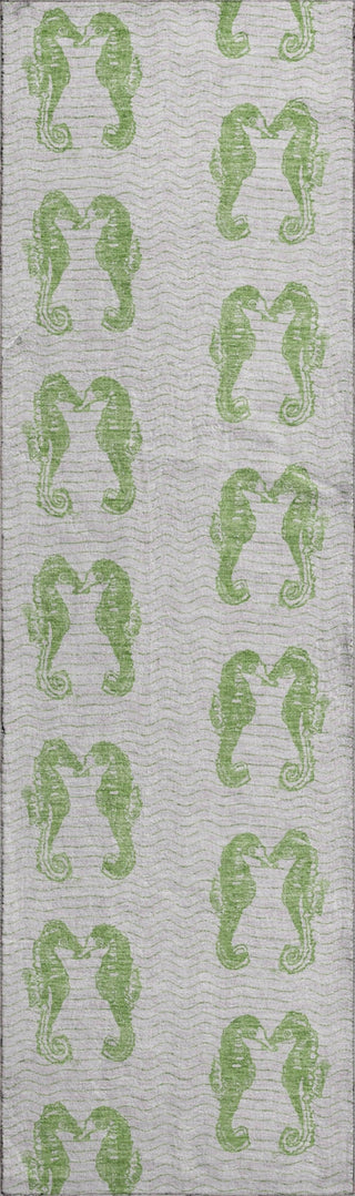 Piper Looms Mayfield Seahorses AMF194 Green Machine Washable Area Rug Runner Main Image
