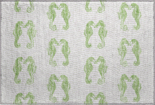 Piper Looms Mayfield Seahorses AMF194 Green Machine Washable Area Rug Scatter Main Image