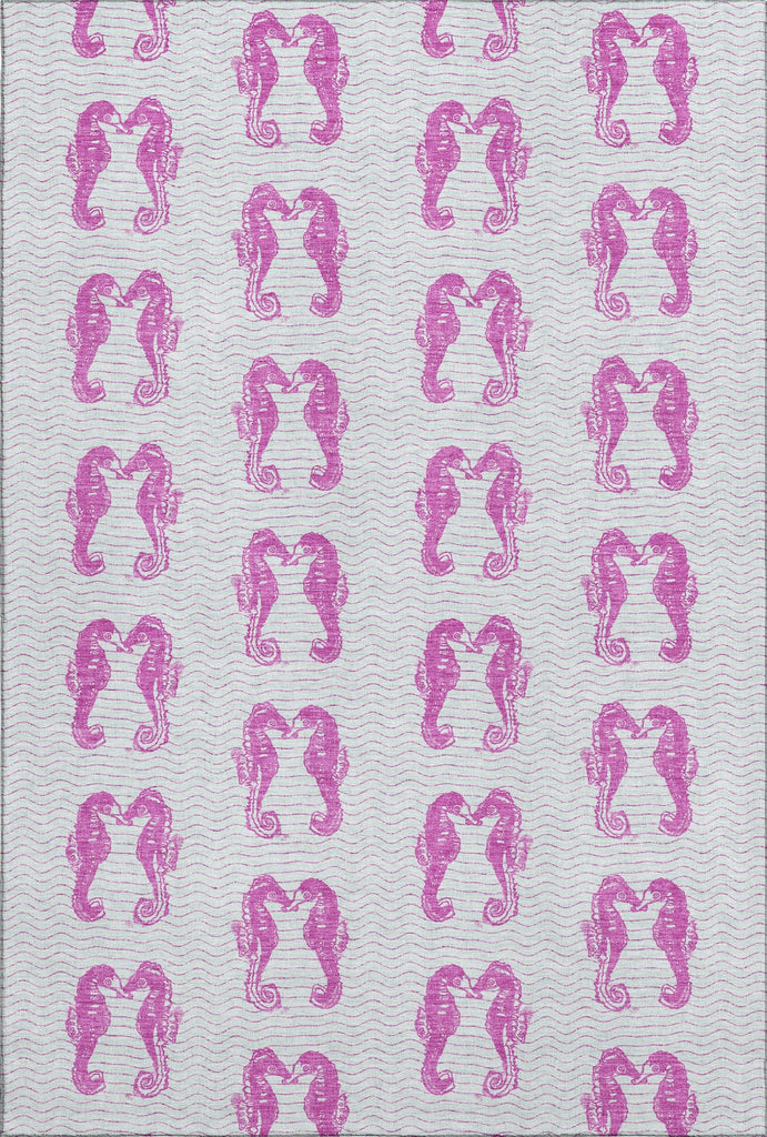 Piper Looms Mayfield Seahorses AMF194 Pink Machine Washable Area Rug main image