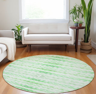 Piper Looms Mayfield Ribbons AMF195 Green Machine Washable Area Rug Round Lifestyle Image Feature