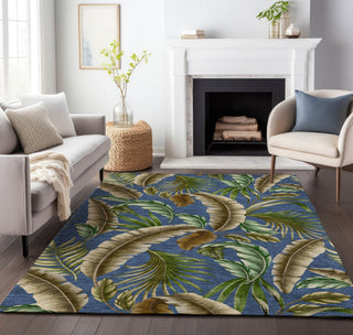 Piper Looms Mayfield Leaves AMF196 Blue Machine Washable Area Rug Lifestyle Image Feature