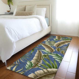 Piper Looms Mayfield Leaves AMF196 Blue Machine Washable Area Rug Runner Lifestyle Image Feature