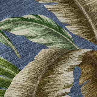 Piper Looms Mayfield Leaves AMF196 Blue Machine Washable Area Rug Swatch Image