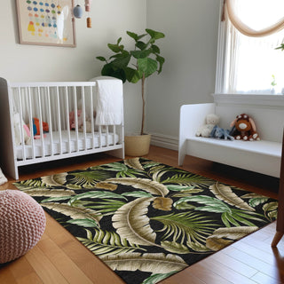 Piper Looms Mayfield Leaves AMF196 Midnight Machine Washable Area Rug Lifestyle Image Feature