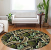 Piper Looms Mayfield Leaves AMF196 Midnight Machine Washable Area Rug Round Lifestyle Image Feature
