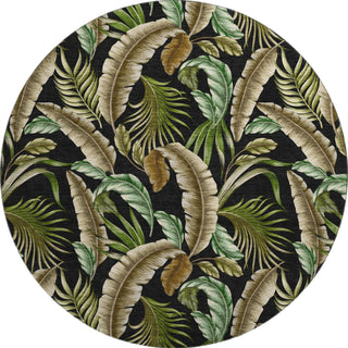 Piper Looms Mayfield Leaves AMF196 Midnight Machine Washable Area Rug Round Main Image