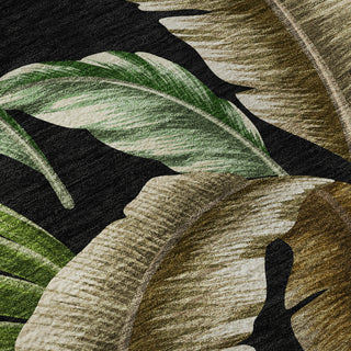 Piper Looms Mayfield Leaves AMF196 Midnight Machine Washable Area Rug Swatch Image