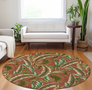 Piper Looms Mayfield Leaves AMF196 Spice Machine Washable Area Rug Round Lifestyle Image Feature