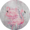 Piper Looms Mayfield Soft Flamingos AMF197 Pink Machine Washable Area Rug Round Main Image