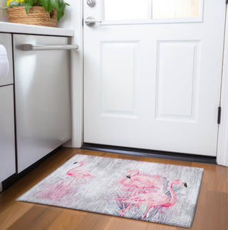 Piper Looms Mayfield Soft Flamingos AMF197 Pink Machine Washable Area Rug Scatter Lifestyle Image Feature