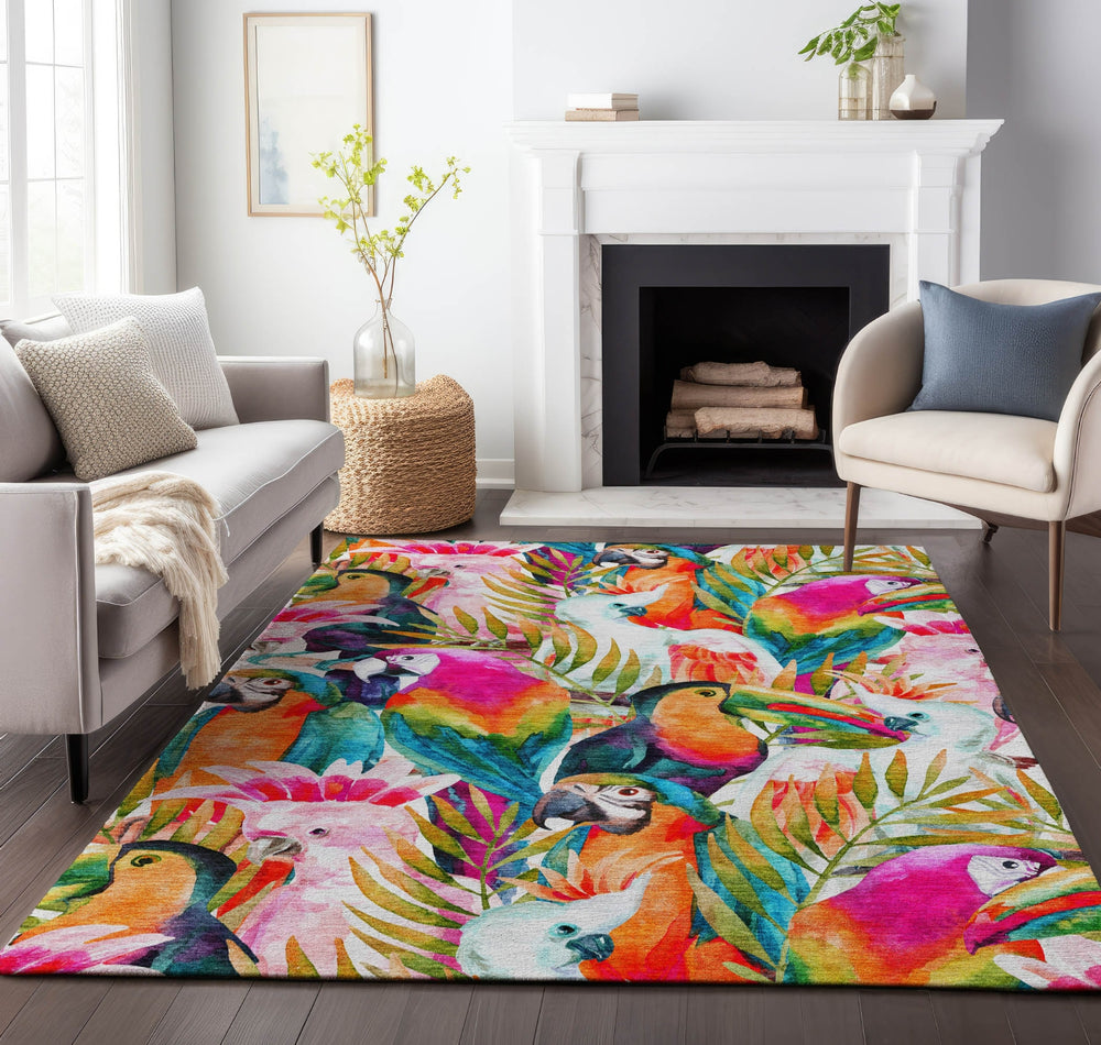 Piper Looms Mayfield Tropical Birds AMF200 Multi Machine Washable Area Rug Lifestyle Image Feature