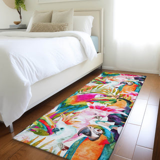 Piper Looms Mayfield Tropical Birds AMF200 Multi Machine Washable Area Rug Runner Lifestyle Image Feature