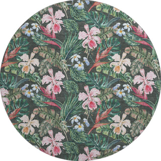 Piper Looms Mayfield Floral and Leaves AMF201 Midnight Machine Washable Area Rug Round Main Image