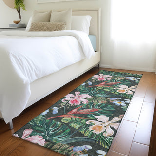 Piper Looms Mayfield Floral and Leaves AMF201 Midnight Machine Washable Area Rug Runner Lifestyle Image Feature