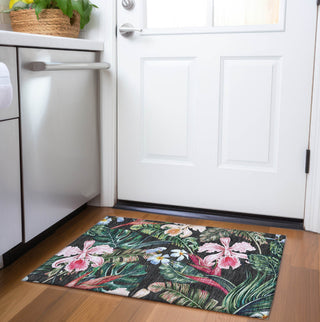 Piper Looms Mayfield Floral and Leaves AMF201 Midnight Machine Washable Area Rug Scatter Lifestyle Image Feature