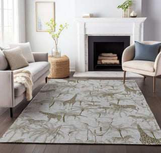 Piper Looms Mayfield Palms and Safari Animals AMF202 Fog Machine Washable Area Rug Lifestyle Image Feature