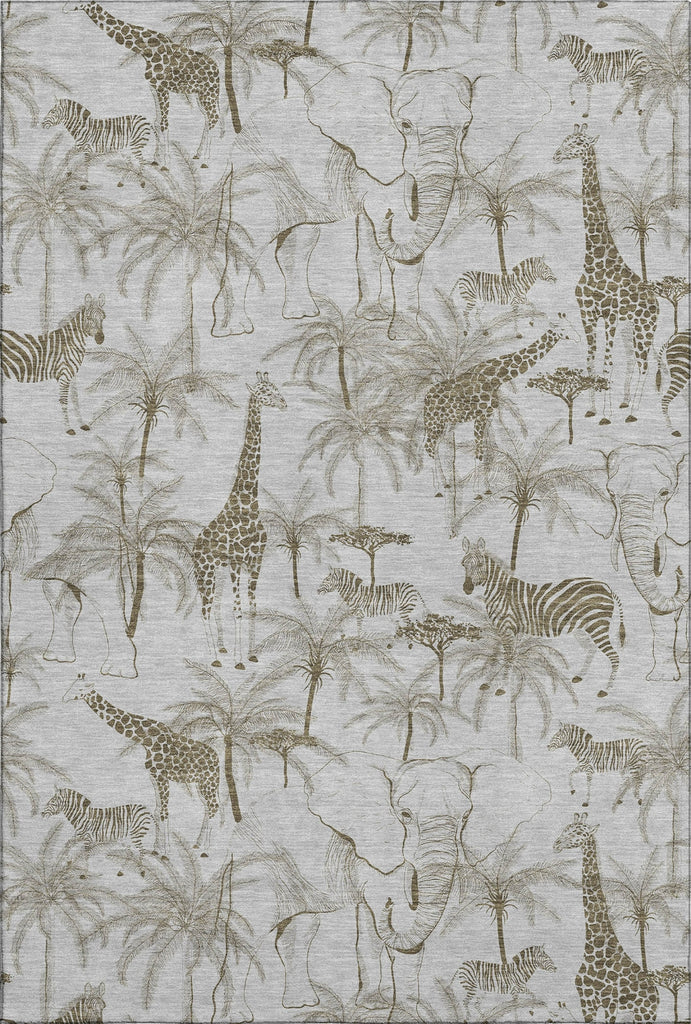 Piper Looms Mayfield Palms and Safari Animals AMF202 Fog Machine Washable Area Rug main image