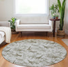 Piper Looms Mayfield Palms and Safari Animals AMF202 Fog Machine Washable Area Rug Round Lifestyle Image Feature
