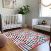 Piper Looms Mayfield Stripes and Flamingos AMF204 Pink Machine Washable Area Rug Lifestyle Image Feature