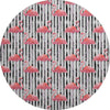 Piper Looms Mayfield Stripes and Flamingos AMF204 Pink Machine Washable Area Rug Round Main Image