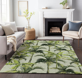 Piper Looms Mayfield Palm Trees AMF205 Green Machine Washable Area Rug Lifestyle Image Feature