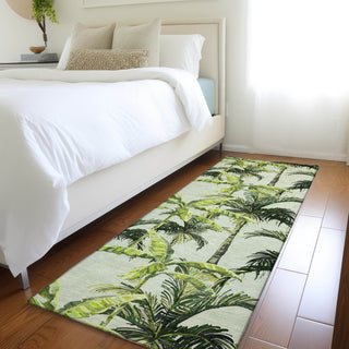 Piper Looms Mayfield Palm Trees AMF205 Green Machine Washable Area Rug Runner Lifestyle Image Feature
