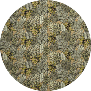 Piper Looms Mayfield Leaves and Pineapples AMF206 Baja Machine Washable Area Rug Round Main Image