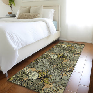 Piper Looms Mayfield Leaves and Pineapples AMF206 Baja Machine Washable Area Rug Runner Lifestyle Image Feature