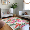 Piper Looms Mayfield Leaves and Flamingos AMF207 Pink Machine Washable Area Rug Lifestyle Image Feature