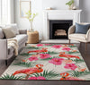 Piper Looms Mayfield Leaves and Flamingos AMF207 Pink Machine Washable Area Rug Lifestyle Image Feature