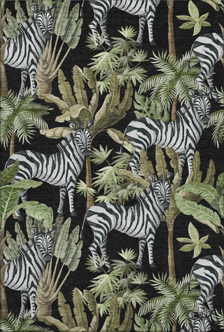 Piper Looms Mayfield Palms and Zebras AMF208 Midnight Machine Washable Area Rug main image